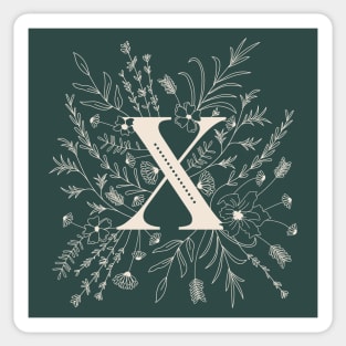 Botanical Letter X (Forest Green) Sticker